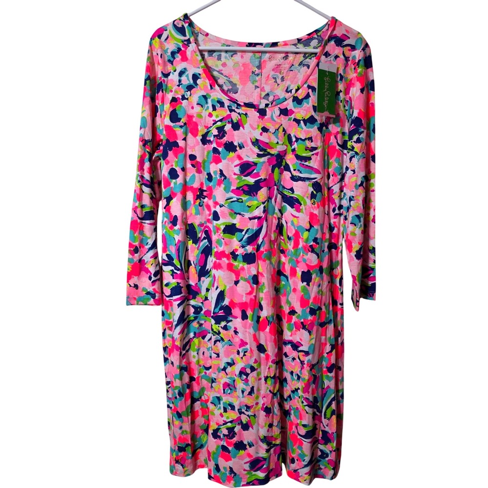 Lilly Pulitzer Women XL Beacon Dress Pina Colada Pima Cotton Resort Dress